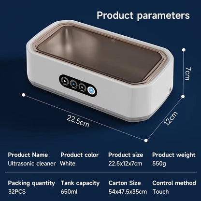 Ultrasonic Jewelry Cleaner 22oz Tank Sonic Vibration for Rings Glasses Watches Dentures 3 Timer Settings Quiet Operation Stainless Steel