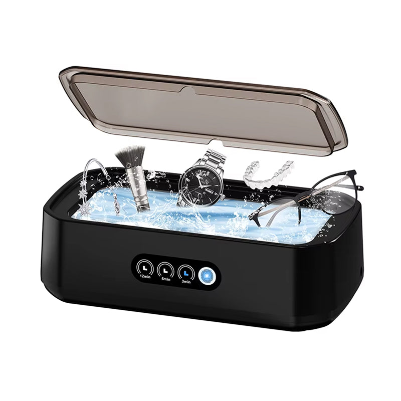 Ultrasonic Jewelry Cleaner 22oz Tank Sonic Vibration for Rings Glasses Watches Dentures 3 Timer Settings Quiet Operation Stainless Steel