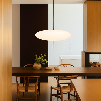 Hanging Ceiling Fixture 20 Inch Round Metal Shade Black for Kitchen Island Dining Room Modern Minimalist Adjustable Height E27 Socket Overhe