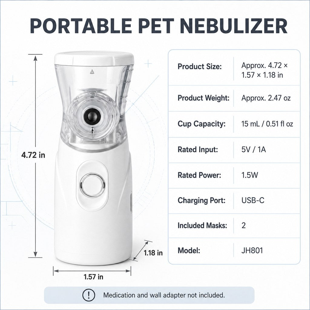 Ortekor Portable Pet Mist Care Kit for Dogs & Cats - Rechargeable Handheld Device with Two Masks