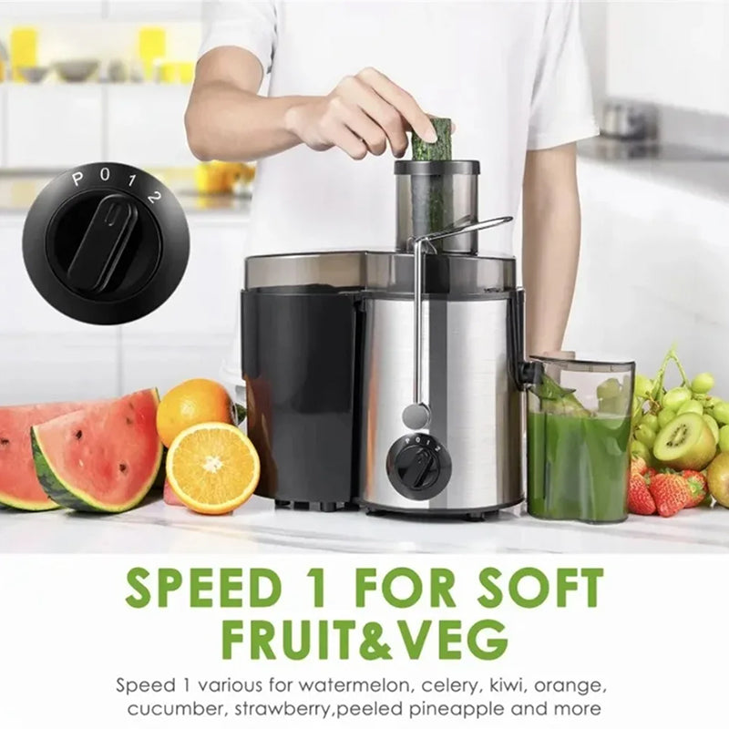 High-Power Centrifugal Juice Extractor with Wide-Mouth Feeder & 2-Speed Control for Whole Fruits & Vegetables – 800W Motor