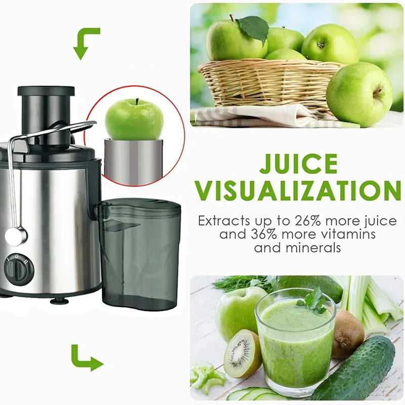 High-Power Centrifugal Juice Extractor with Wide-Mouth Feeder & 2-Speed Control for Whole Fruits & Vegetables – 800W Motor