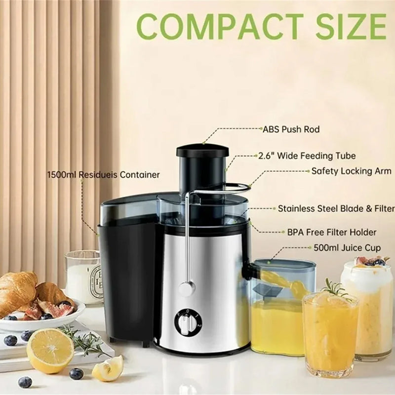High-Power Centrifugal Juice Extractor with Wide-Mouth Feeder & 2-Speed Control for Whole Fruits & Vegetables – 800W Motor