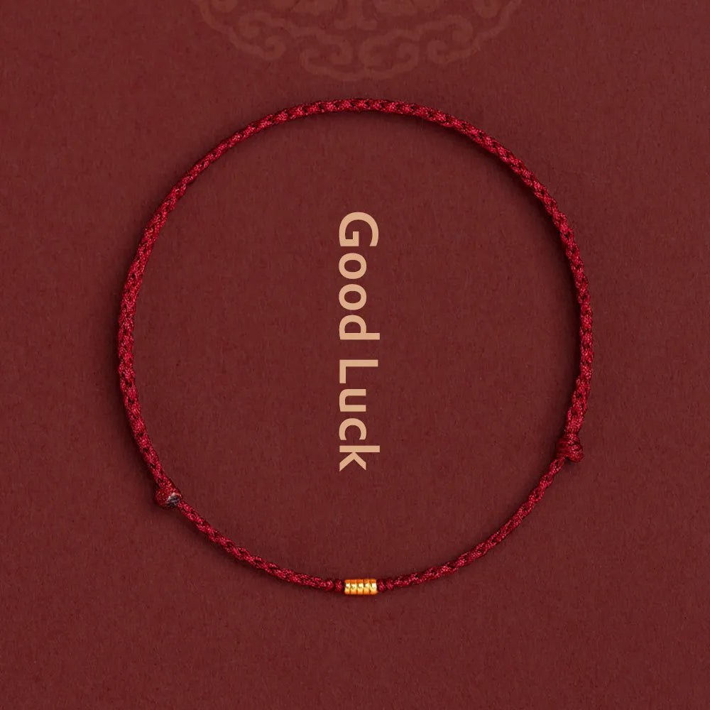 Handwoven Red Thread Bracelet with Sacred Beads for Good Luck and Spiritual Protection | Adjustable Cord Blessing Bracelet for Men Women
