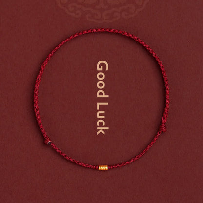 Handwoven Red Thread Bracelet with Sacred Beads for Good Luck and Spiritual Protection | Adjustable Cord Blessing Bracelet for Men Women