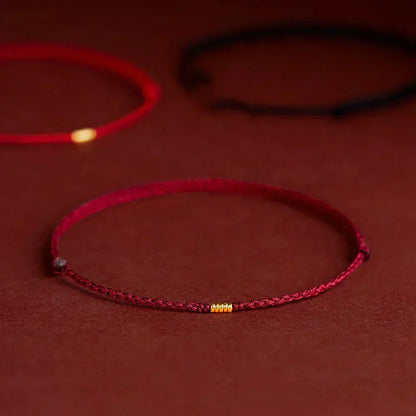 Handwoven Red Thread Bracelet with Sacred Beads for Good Luck and Spiritual Protection | Adjustable Cord Blessing Bracelet for Men Women