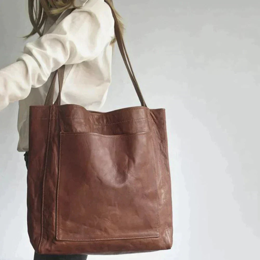 Women's Faux Leather Handbag with Interior Organizer Pockets | Versatile Tote for Work & Everyday | Structured Shoulder Bag in Classic