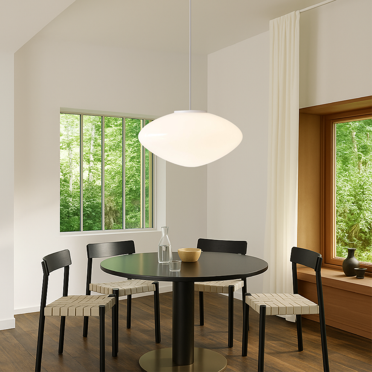 Modern Nordic Pendant Light with LED – Adjustable Height Metal & Glass Ceiling Lamp for Kitchen Island, Dining Room, Living Room