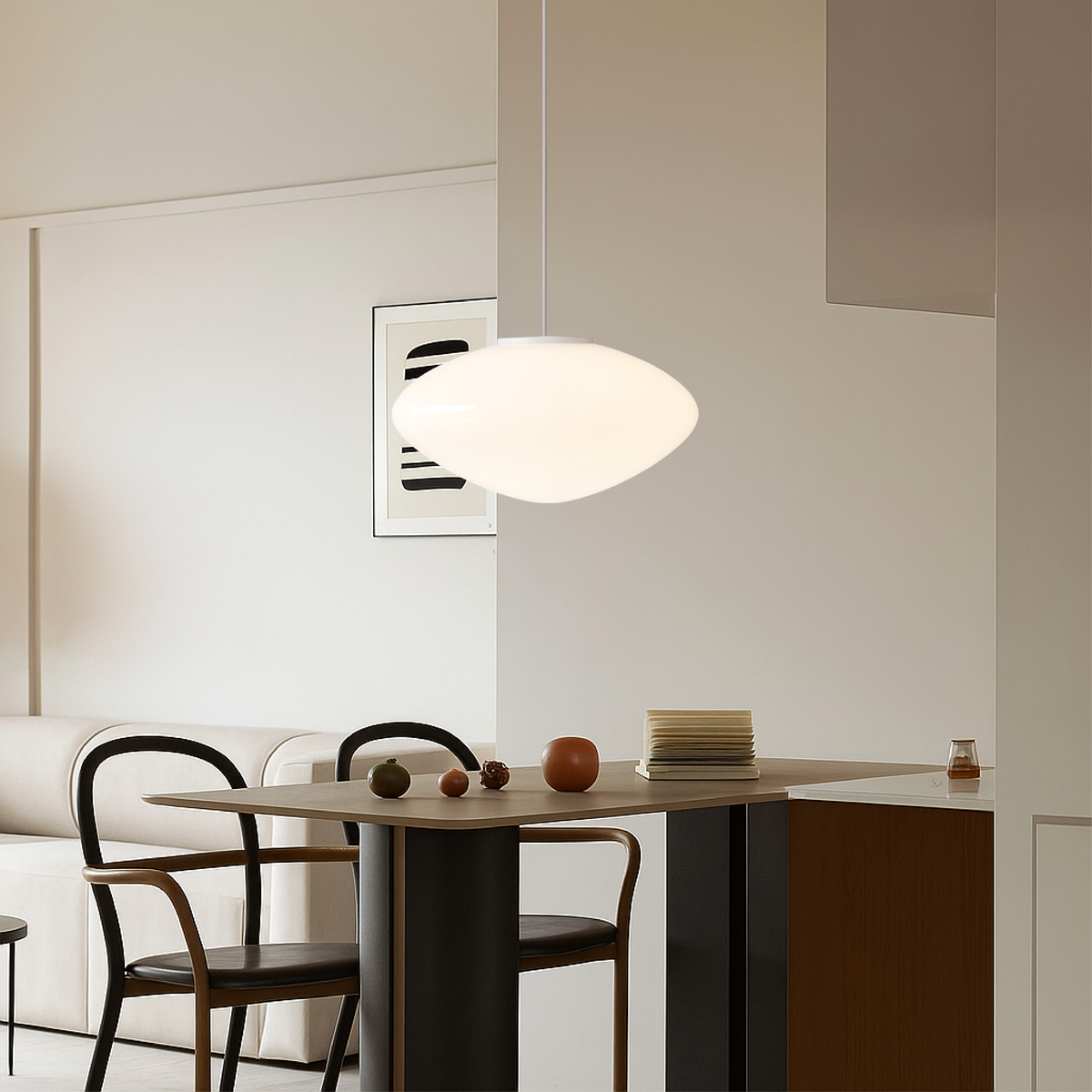 Modern Nordic Pendant Light with LED – Adjustable Height Metal & Glass Ceiling Lamp for Kitchen Island, Dining Room, Living Room