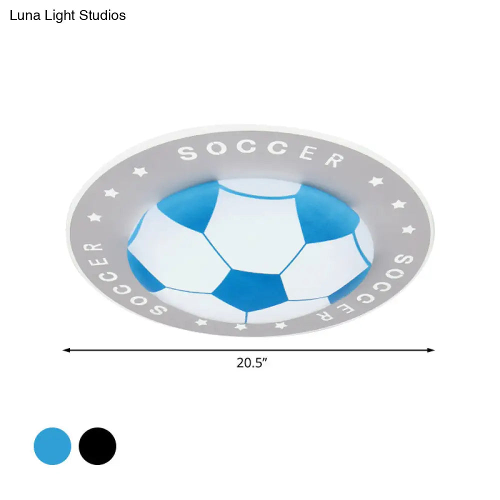 Soccer Ball Ceiling Light Fixture for Kids Room LED Flush Mount 16.5" 20.5" Sports Theme Bedroom Lighting Boys Girls Nursery Acrylic Shade