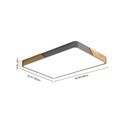 Flush-Mount LED Ceiling Light with Adjustable Brightness & Color Temperature – Modern Rectangular Fixture for Kitchen, Office, Bedroom &