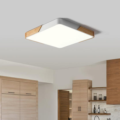 Flush-Mount LED Ceiling Light with Adjustable Brightness & Color Temperature – Modern Rectangular Fixture for Kitchen, Office, Bedroom &