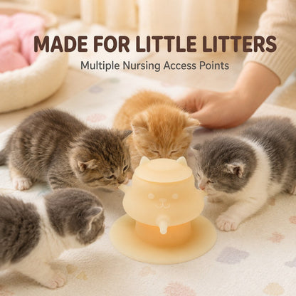 Ortekor 4-Nipple Silicone Nursing Feeder for Kittens & Puppies - Easier Litter Feeding with a Suction Base