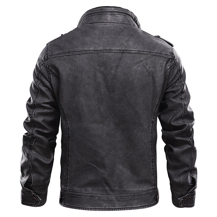 Classic Motorcycle Jacket – Premium Faux Leather, Water-Resistant & Scratch-Proof for Men | Rugged Biker Style Coat