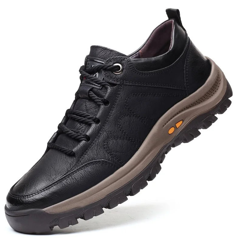 Men's Waterproof Leather Shoes Orthopedic Support Slip Resistant Rubber Sole for All-Day Comfort Walking Work & Outdoor