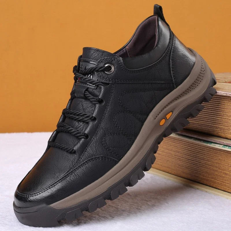 Men's Waterproof Leather Shoes Orthopedic Support Slip Resistant Rubber Sole for All-Day Comfort Walking Work & Outdoor