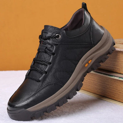 Men's Waterproof Leather Shoes Orthopedic Support Slip Resistant Rubber Sole for All-Day Comfort Walking Work & Outdoor