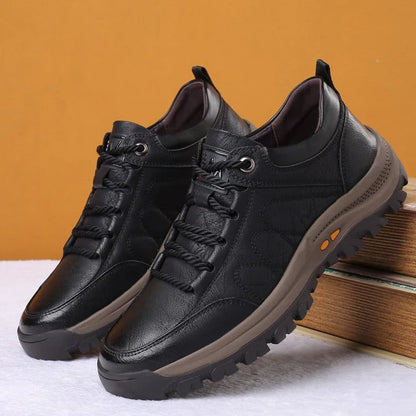 Men's Waterproof Leather Shoes Orthopedic Support Slip Resistant Rubber Sole for All-Day Comfort Walking Work & Outdoor