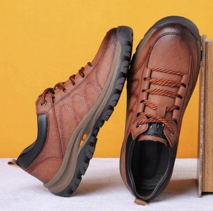 Men's Waterproof Leather Shoes Orthopedic Support Slip Resistant Rubber Sole for All-Day Comfort Walking Work & Outdoor
