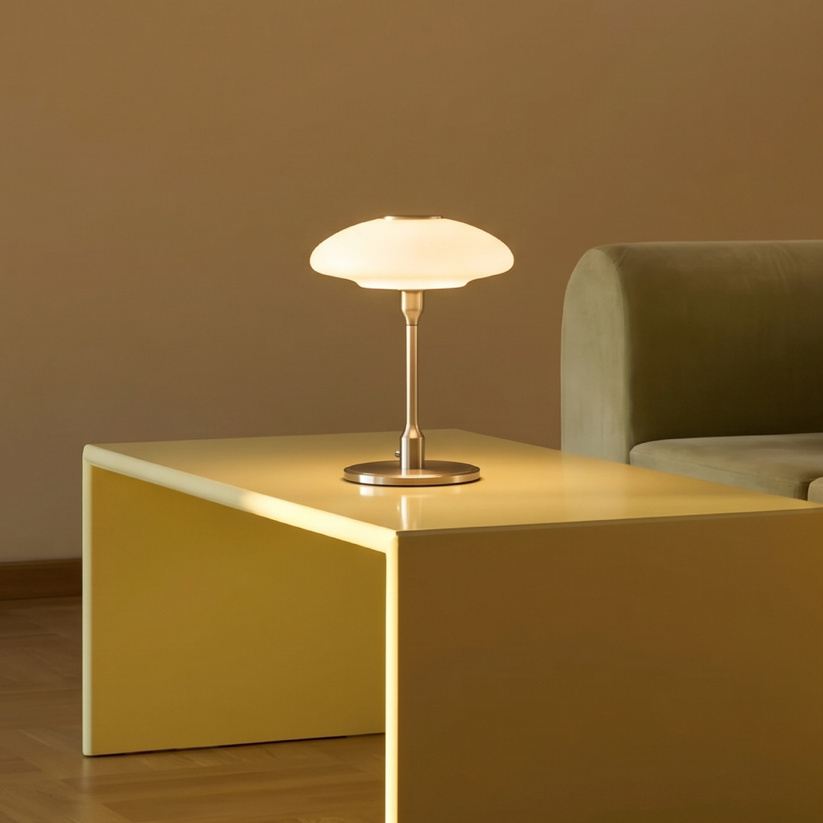 Modern Sculptural Table Lamp with Minimalist Metal & Glass Design for Nightstand, Desk & Side Table | Contemporary Nordic-Inspired Accent
