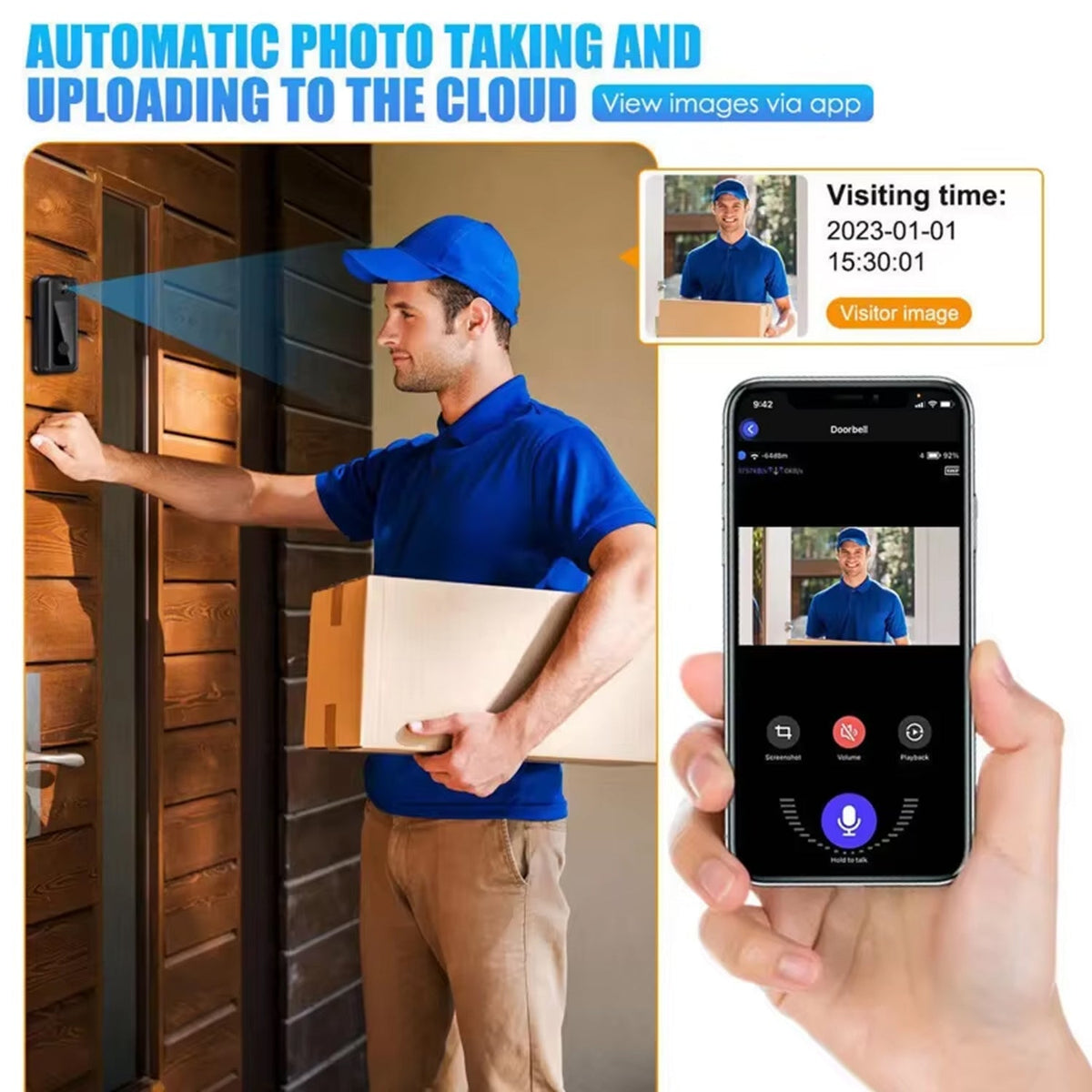 Video Doorbell Camera Wireless with Two-Way Audio, 170° Wide Angle HD Motion Detection for Front Door Entry Security