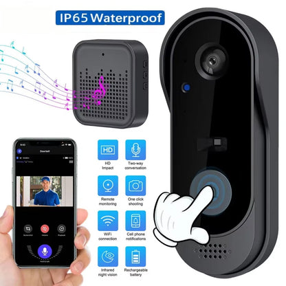 Video Doorbell Camera Wireless with Two-Way Audio, 170° Wide Angle HD Motion Detection for Front Door Entry Security