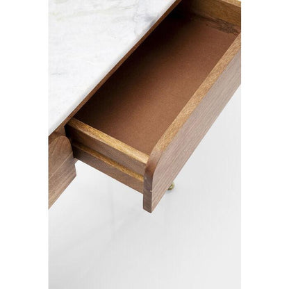 Entryway Table with Marble Top 39 in Natural Mango Wood Gold Metal Base 2 Drawers for Foyer Living Room Bedroom Storage Hallway Furniture