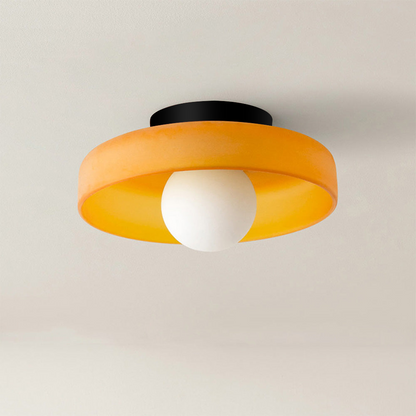 Glass Globe Flush Mount Light Fixture 8 in Amber Glow for Bedroom Wall Ceiling Modern Home Decor Sconce Versatile Installation