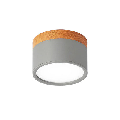 Compact LED Flush Mount Ceiling Light Fixture Wood & Metal Accent for Entryway Hallway Bedroom Kitchen 5W 7W Surface Mount Minimalist Modern