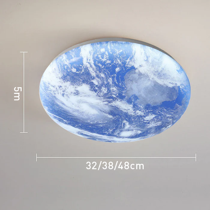 Round Flush Mount LED Fixture Moon Surface Wood & Acrylic 19 in Diameter Low Profile for Bedroom Living Room Hallway Ambient Lighting Japand