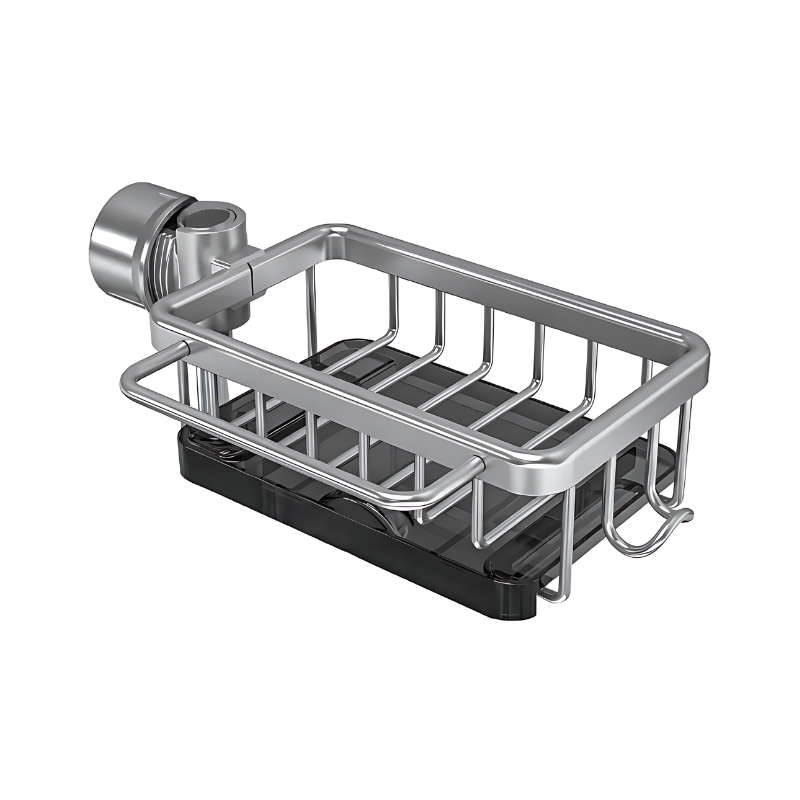 Over-the-Sink Caddy Organizer with Drainage Slots and Towel Hook for Kitchen Counter Space Saving