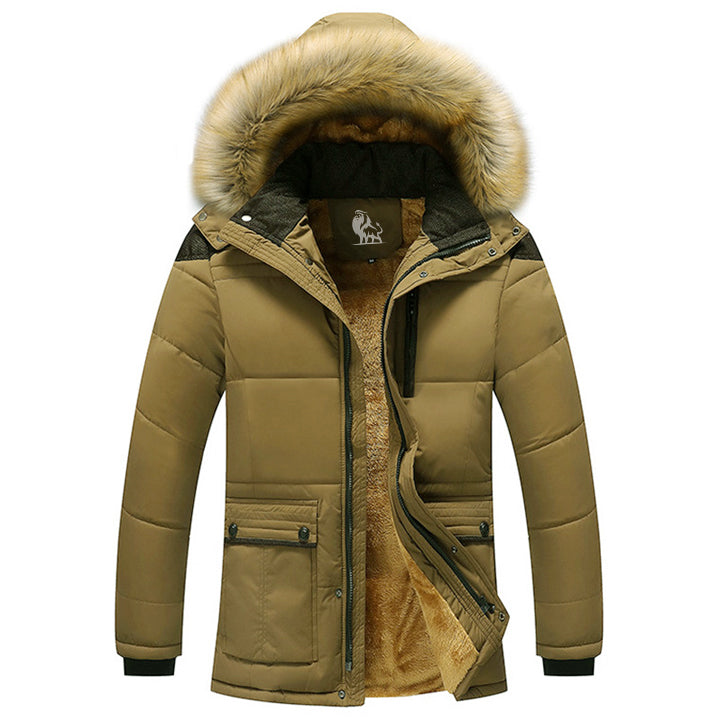 Men's Heavyweight Winter Parka with Removable Hood – Windproof Waterproof Fleece-Lined Jacket for Cold Weather