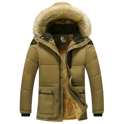 Men's Heavyweight Winter Parka with Removable Hood – Windproof Waterproof Fleece-Lined Jacket for Cold Weather