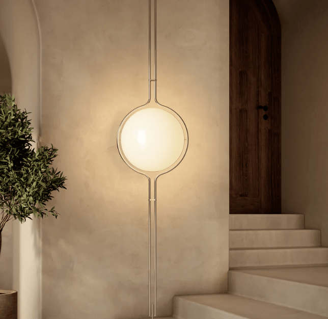 Tall Standing Lamp with 16-Inch Globe Sphere 98-110 Inch Adjustable Pole Light for High Ceilings Modern Open Spaces Lofts