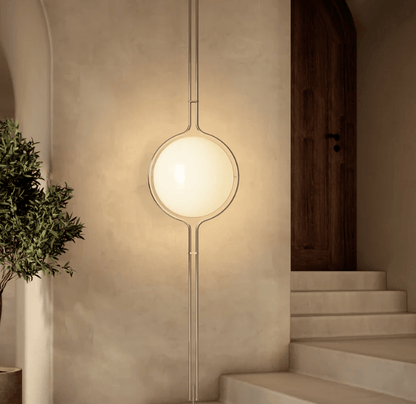 Tall Standing Lamp with 16-Inch Globe Sphere 98-110 Inch Adjustable Pole Light for High Ceilings Modern Open Spaces Lofts