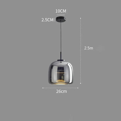 Glass Drop Ceiling Fixture 40 in Adjustable Height Cognac Smoke Gray Over Island Dining Table Modern Nordic Minimalist Hanging Lamp Bedroom
