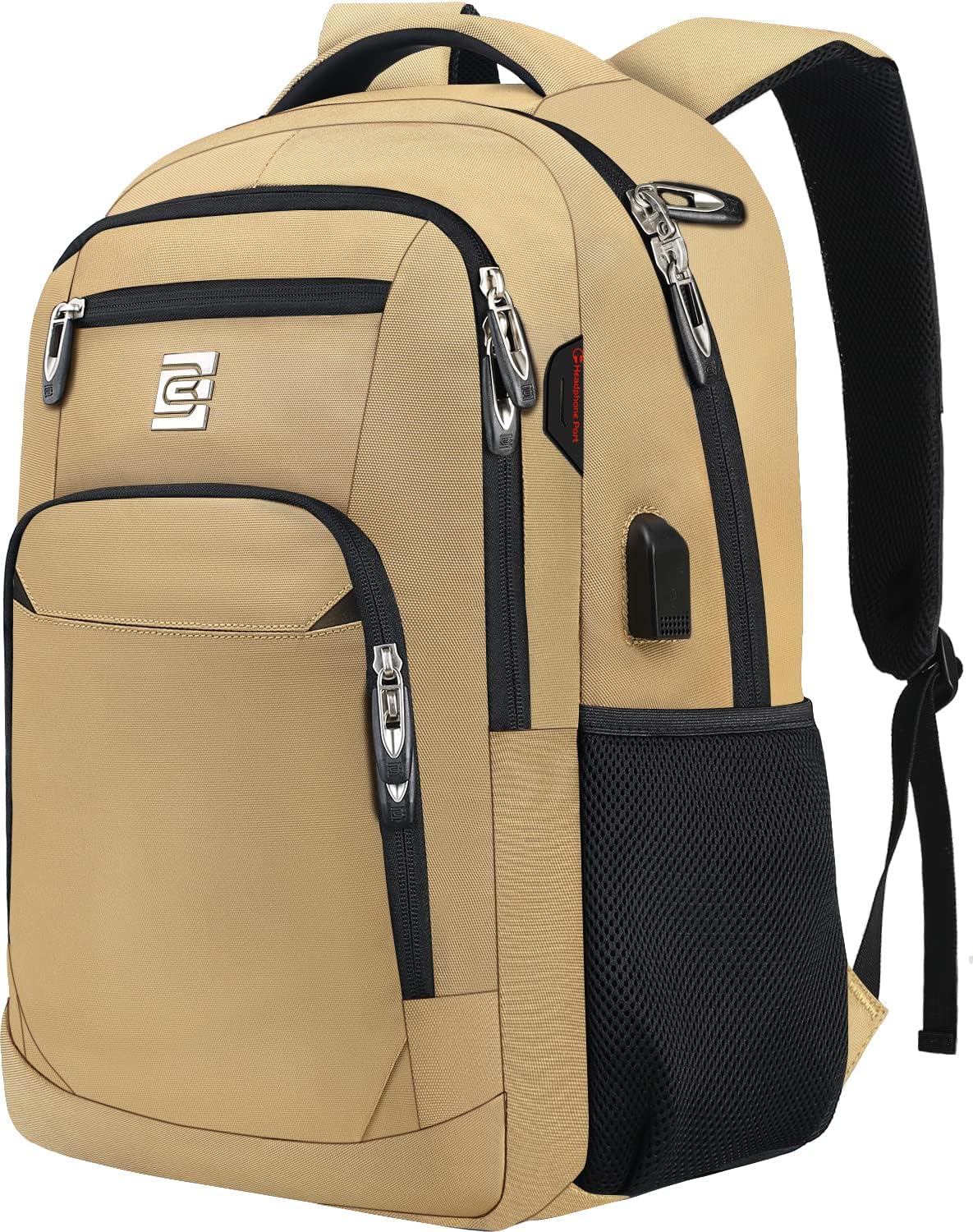 Tech Backpack for Laptops Up to 15.6 Inches with Integrated USB Power Port & Hidden Security Pocket | Polyester Daypack for College Students