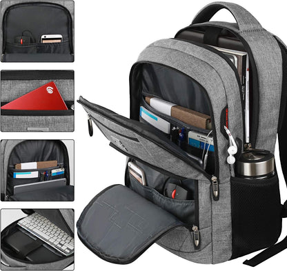 Tech Backpack for Laptops Up to 15.6 Inches with Integrated USB Power Port & Hidden Security Pocket | Polyester Daypack for College Students