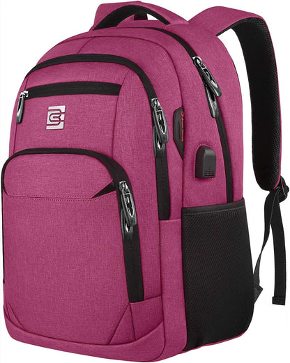 Tech Backpack for Laptops Up to 15.6 Inches with Integrated USB Power Port & Hidden Security Pocket | Polyester Daypack for College Students