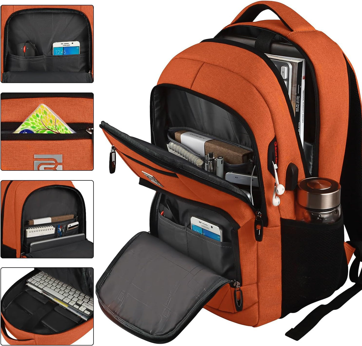 Tech Backpack for Laptops Up to 15.6 Inches with Integrated USB Power Port & Hidden Security Pocket | Polyester Daypack for College Students