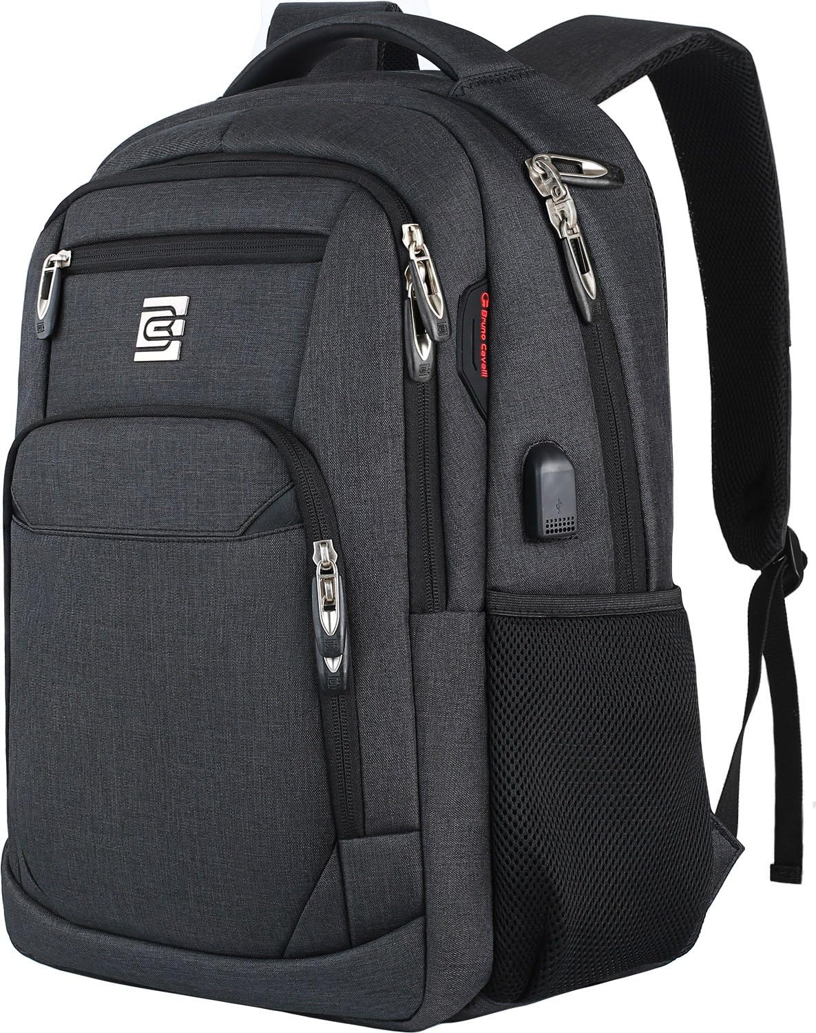 Tech Backpack for Laptops Up to 15.6 Inches with Integrated USB Power Port & Hidden Security Pocket | Polyester Daypack for College Students