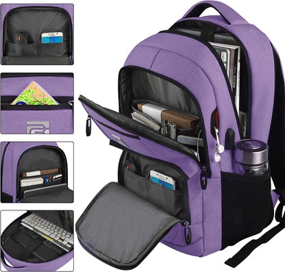Tech Backpack for Laptops Up to 15.6 Inches with Integrated USB Power Port & Hidden Security Pocket | Polyester Daypack for College Students