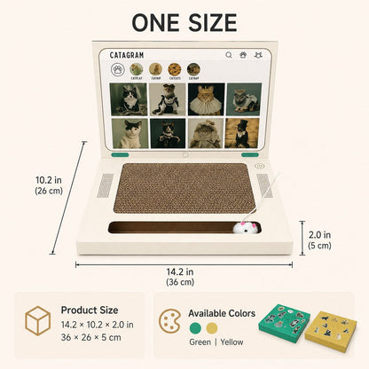Ortekor Laptop Cat Scratcher for Indoor Cats – 3-in-1 Cardboard Scratch Pad with Mouse & Bell Ball for Home Office Play, Keeps Curious Cats Busy While You Work