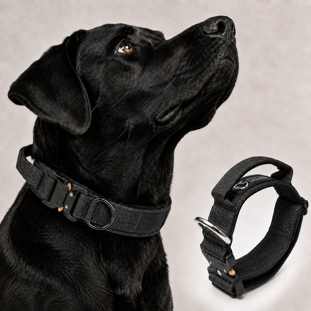 Ortekor Large Dog Tactical Collar with Control Handle - Secure Grip for Walks, Training & Strong Pullers