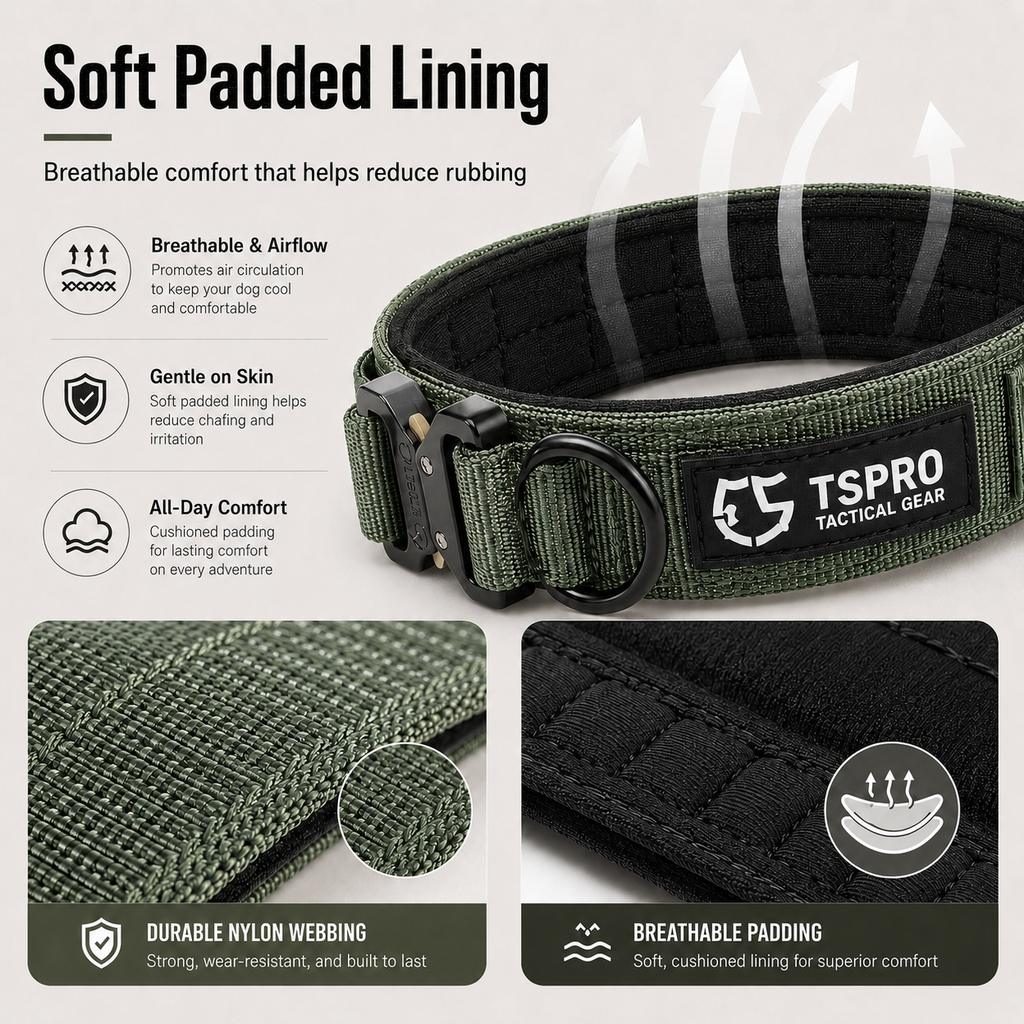 Ortekor Large Dog Tactical Collar with Control Handle - Secure Grip for Walks, Training & Strong Pullers