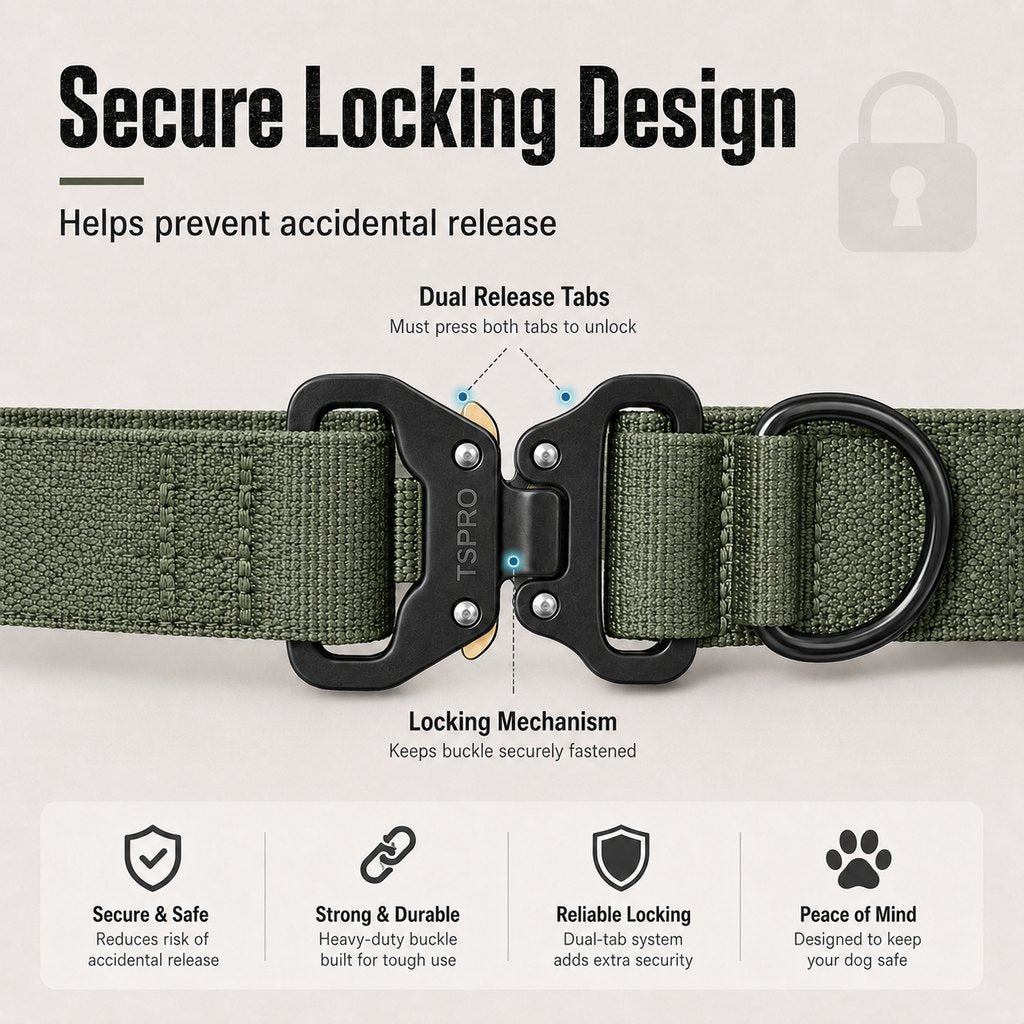Ortekor Large Dog Tactical Collar with Control Handle - Secure Grip for Walks, Training & Strong Pullers