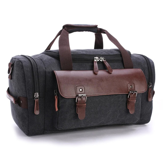 Spacious Travel Duffel Bag with Waterproof Finish & Scratch-Resistant Leather Canvas
