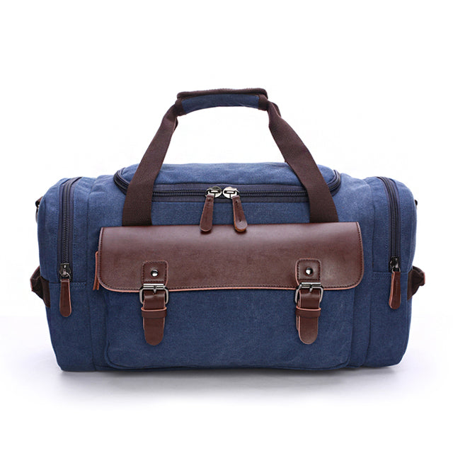 Canvas & Leather Travel Duffel Bag with Water-Resistant Coating – Large Weekender for Trips & Work