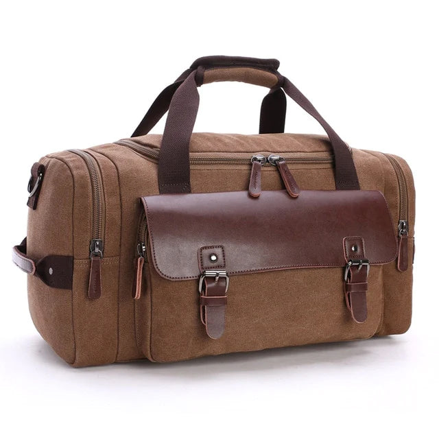 Spacious Leather & Canvas Carryall Duffel for Travel, Work & Weekend Getaways – Water-Resistant with Premium Scratch-Proof Finish