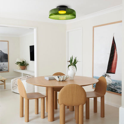 Tiered Glass Overhead Fixture 16.5 in Diameter Contemporary Room Illumination Gray Amber Green Finishes LED Flush Mount for Bedroom Dining K